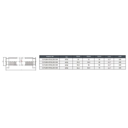 KF16- KF50 Flexible Bellow Length 250mm to 1000mm